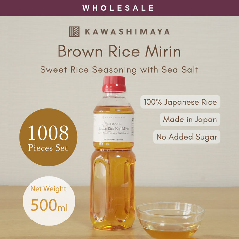 [Wholesale 1008pc] Kawashimaya Brown Rice Koji Mirin with Sea Salt 500ml - Japanese Traditional Sweet Rice Wine Seasoning, Made in Japan